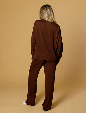 Вязаные брюки на шнуровке коричневый | Интернет-магазин Knitman