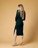 Трикотажное платье миди с разрезом темно-зеленый | Интернет-магазин Knitman