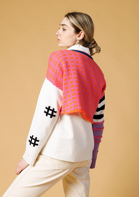 Укороченный полушерстяной свитер  | Интернет-магазин Knitman